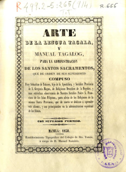 Arte de la lengua tagala, de S. de Totanes (Manila, 1850).