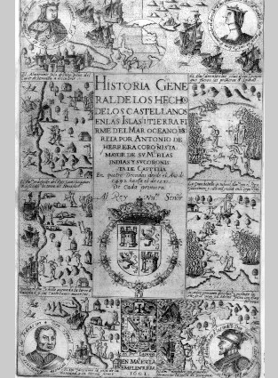 Portada de "Historia general de los hechos de los castellanos en las Islas i Tierra Firme del Mar Oceano"